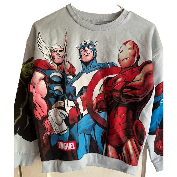 Marvel Boys Sweater Hulk Spiderman Captain America Size L 10/12 70% Cotton NWT - Picture 2 of 16